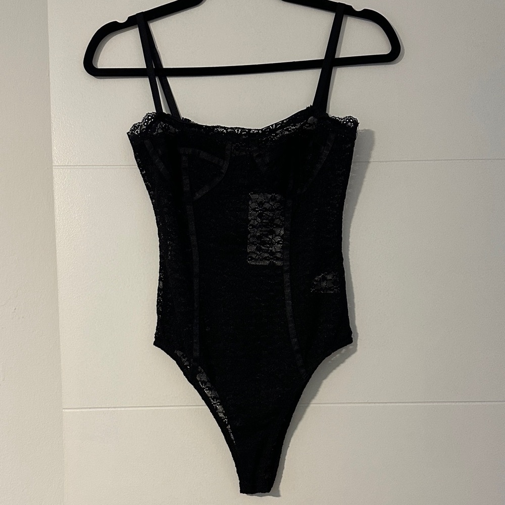 12th Tribe Black Lace Bodysuit